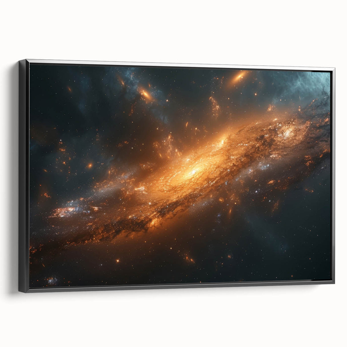 Golden Galaxy Wall Art: Cosmic Spiral Nebula & Astronomy Canvas Prints