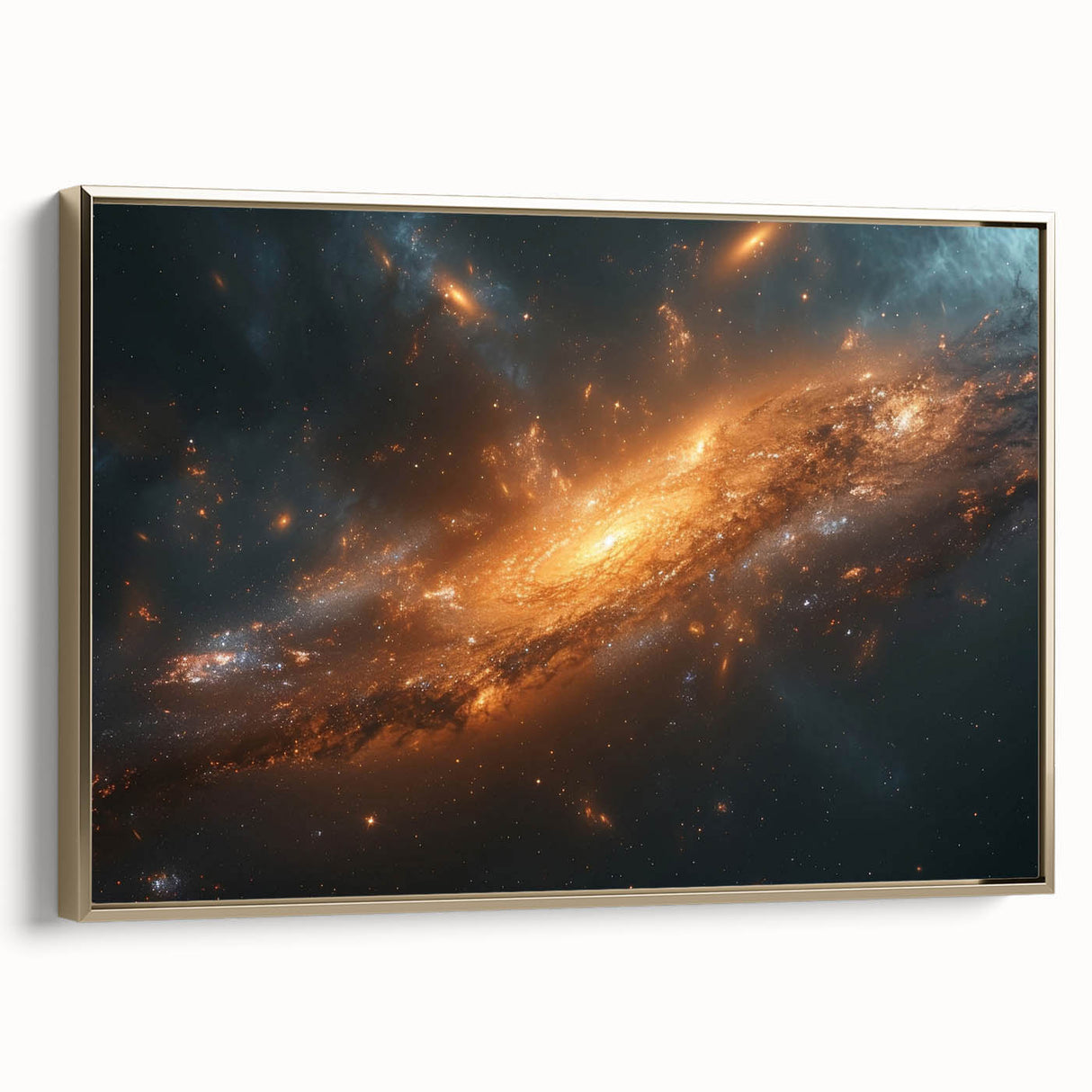 Golden Galaxy Wall Art: Cosmic Spiral Nebula & Astronomy Canvas Prints