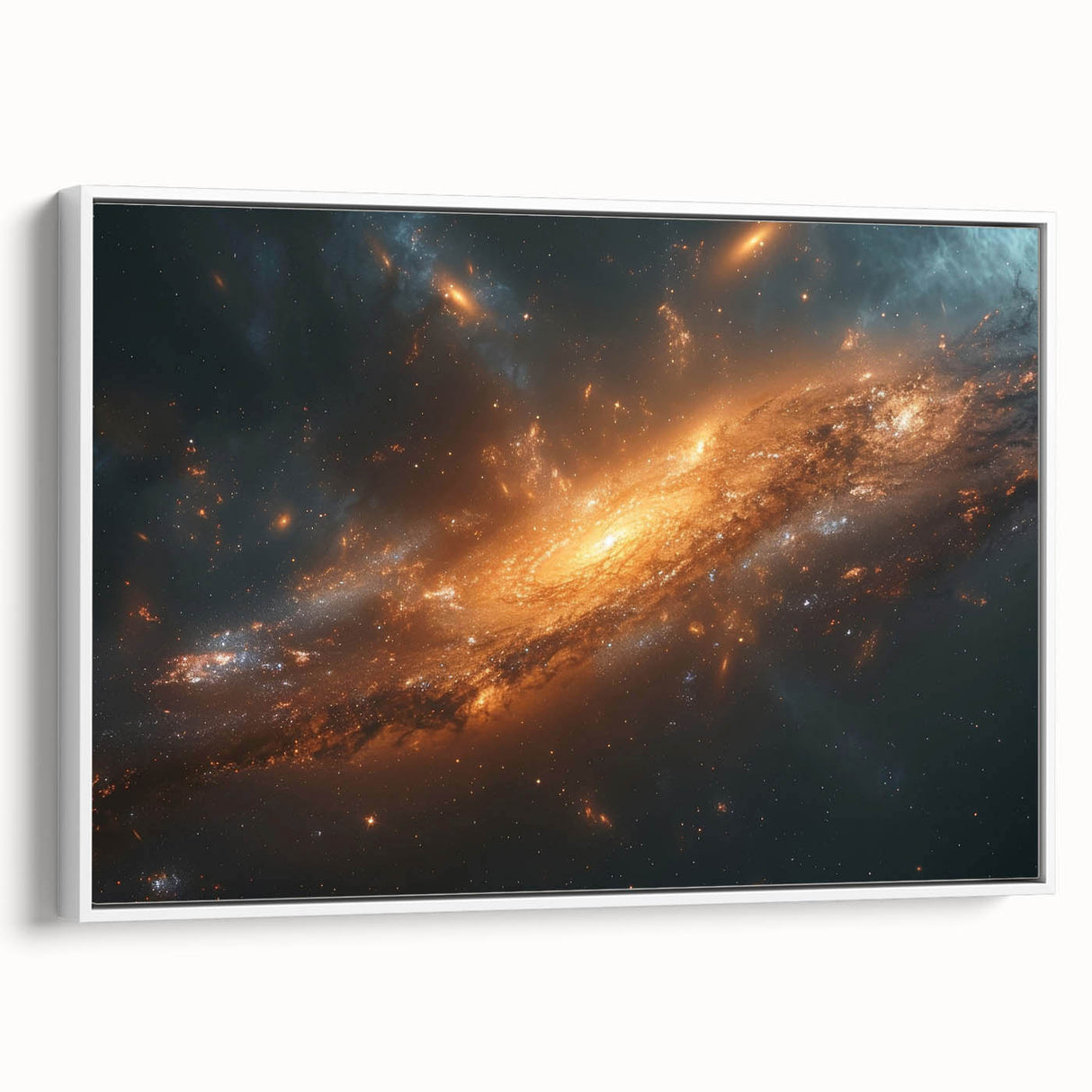 Golden Galaxy Wall Art: Cosmic Spiral Nebula & Astronomy Canvas Prints