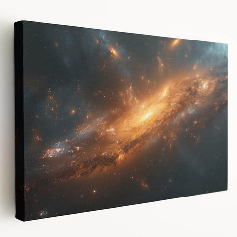 Golden Galaxy Wall Art: Cosmic Spiral Nebula & Astronomy Canvas Prints