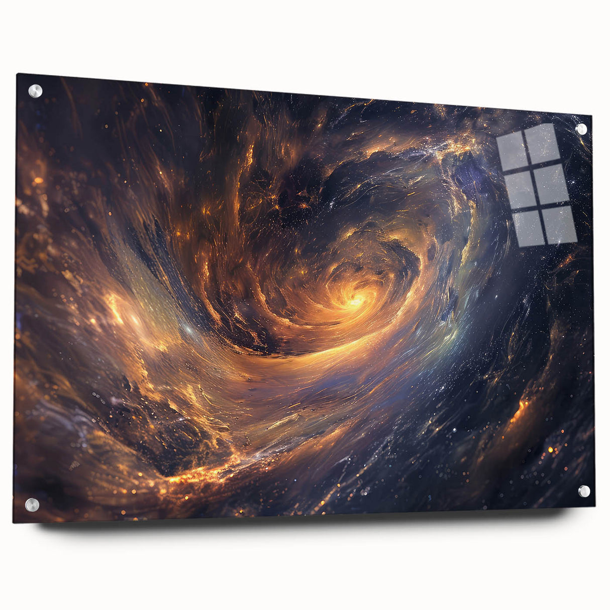 Cosmic Swirl Galaxy Wall Art: Golden Nebula & Astronomy Canvas Prints