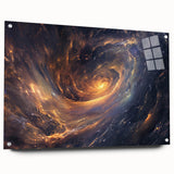 Cosmic Swirl Galaxy Wall Art: Golden Nebula & Astronomy Canvas Prints