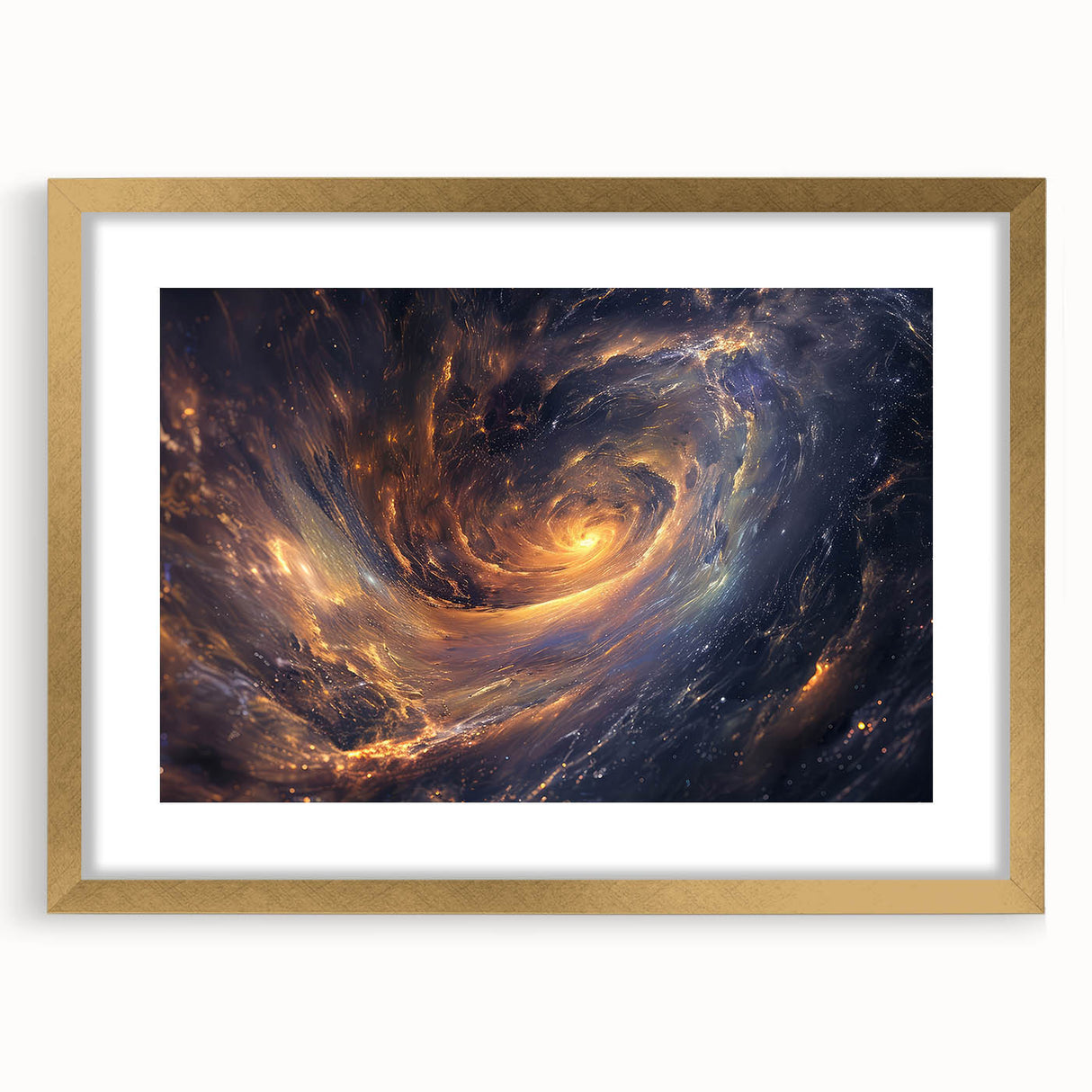 Cosmic Swirl Galaxy Wall Art: Golden Nebula & Astronomy Canvas Prints