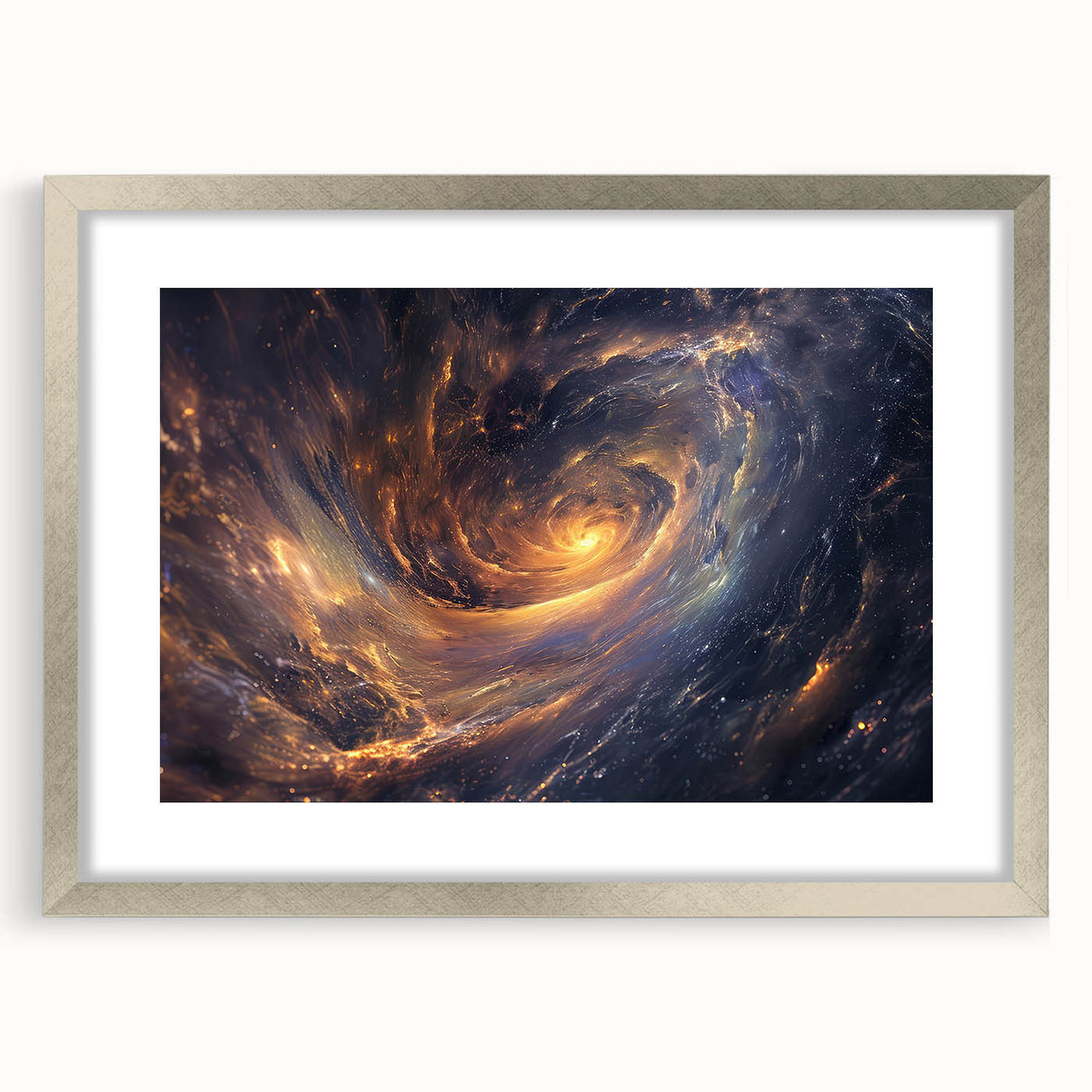 Cosmic Swirl Galaxy Wall Art: Golden Nebula & Astronomy Canvas Prints