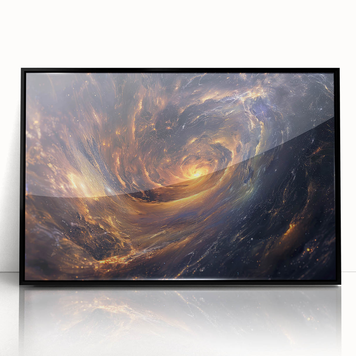 Cosmic Swirl Galaxy Wall Art: Golden Nebula & Astronomy Canvas Prints