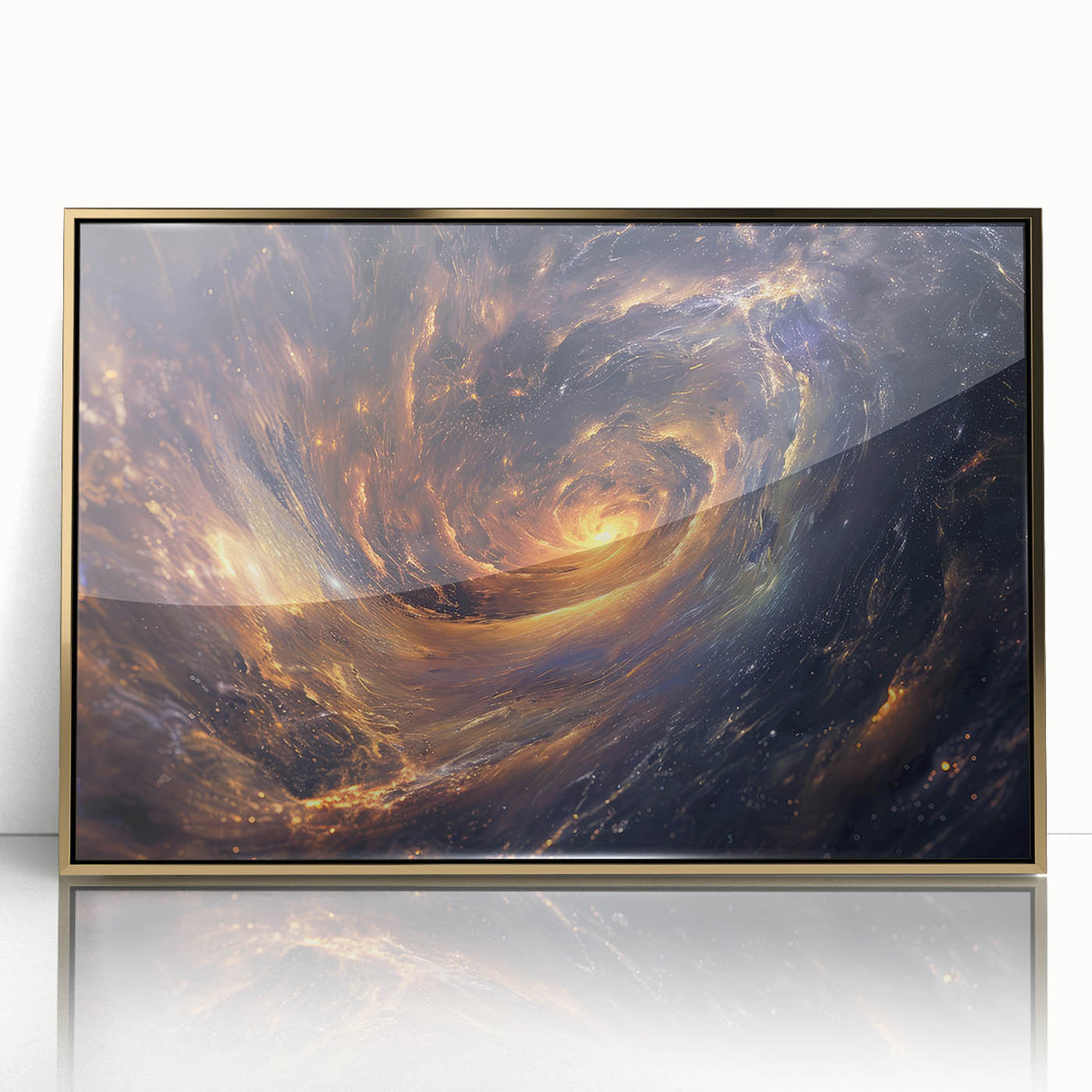 Cosmic Swirl Galaxy Wall Art: Golden Nebula & Astronomy Canvas Prints