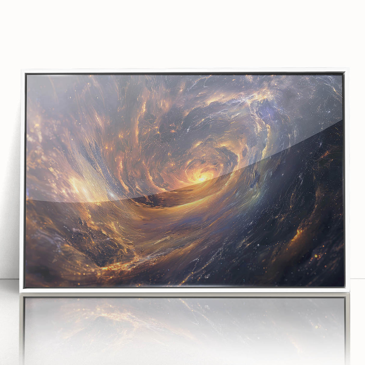 Cosmic Swirl Galaxy Wall Art: Golden Nebula & Astronomy Canvas Prints