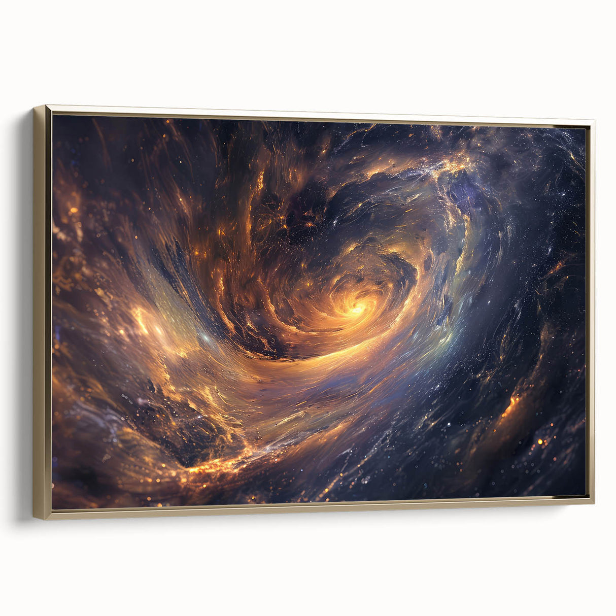 Cosmic Swirl Galaxy Wall Art: Golden Nebula & Astronomy Canvas Prints