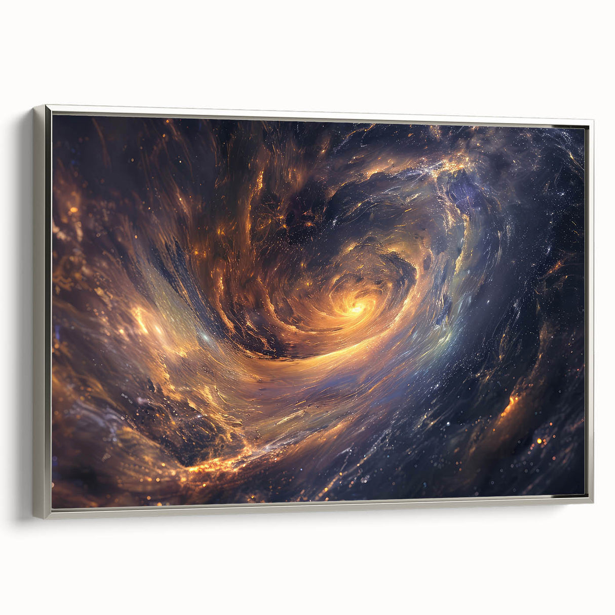 Cosmic Swirl Galaxy Wall Art: Golden Nebula & Astronomy Canvas Prints