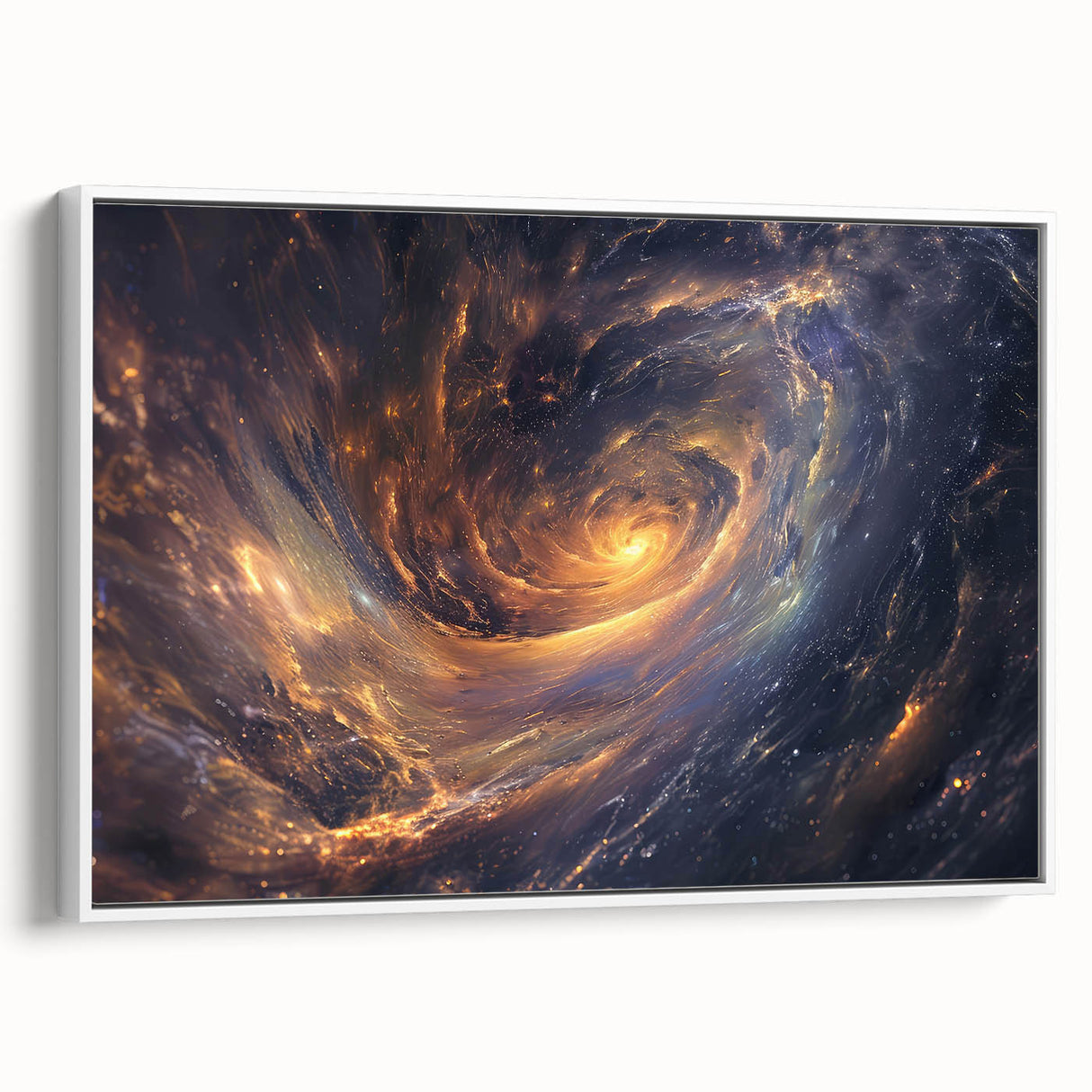Cosmic Swirl Galaxy Wall Art: Golden Nebula & Astronomy Canvas Prints