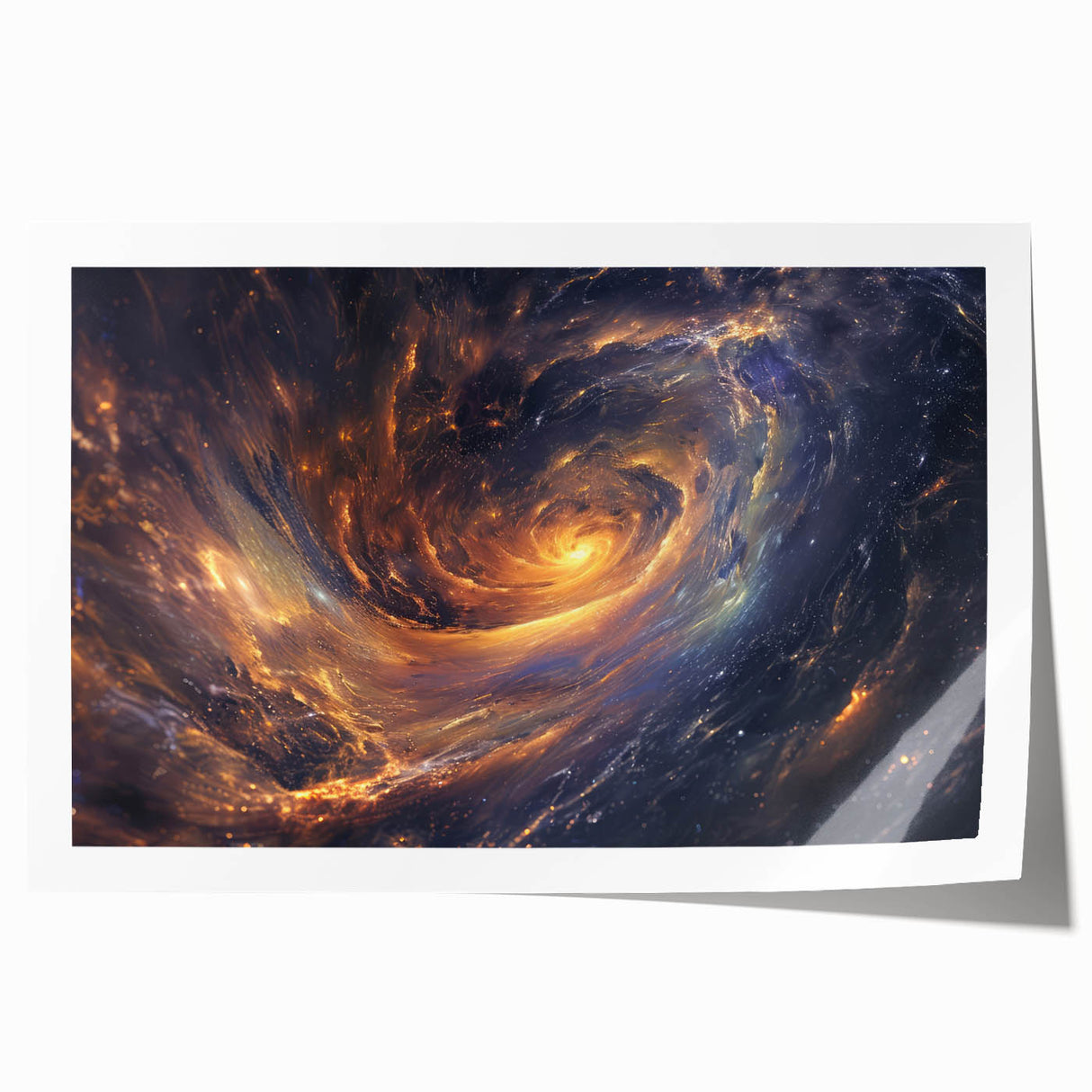 Cosmic Swirl Galaxy Wall Art: Golden Nebula & Astronomy Canvas Prints