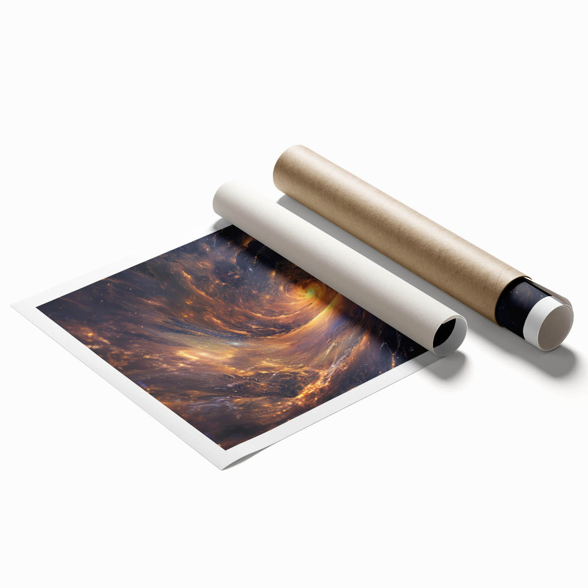 Cosmic Swirl Galaxy Wall Art: Golden Nebula & Astronomy Canvas Prints