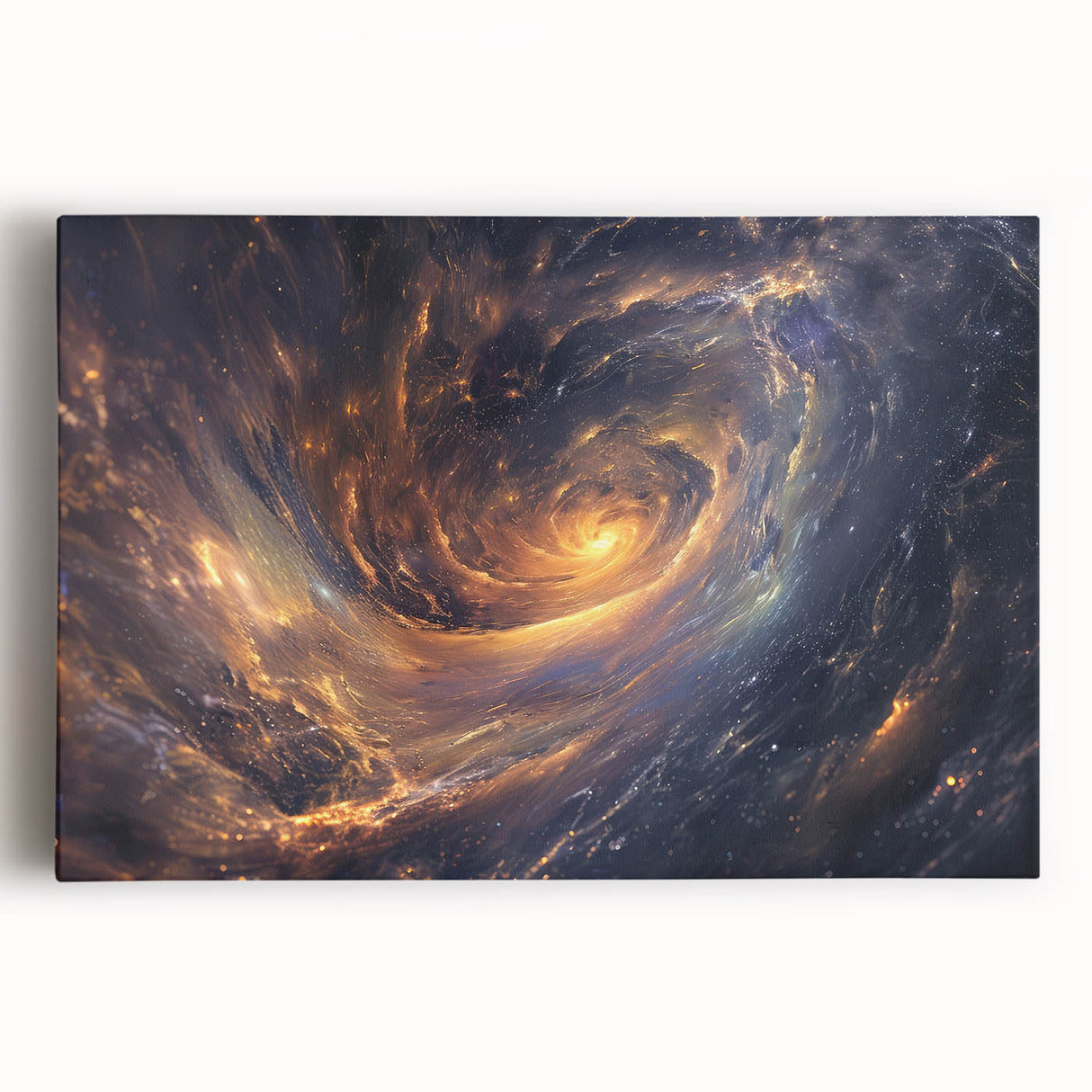 Cosmic Swirl Galaxy Wall Art: Golden Nebula & Astronomy Canvas Prints