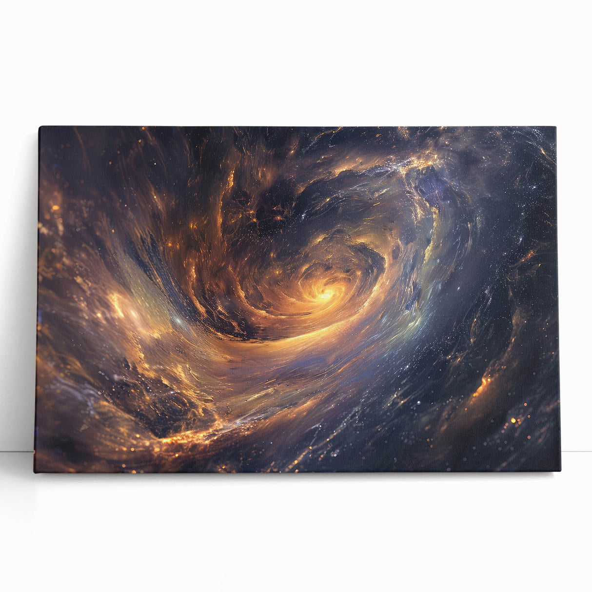 Cosmic Swirl Galaxy Wall Art: Golden Nebula & Astronomy Canvas Prints