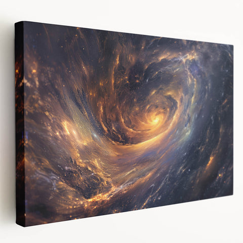 Cosmic Swirl Galaxy Wall Art: Golden Nebula & Astronomy Canvas Prints