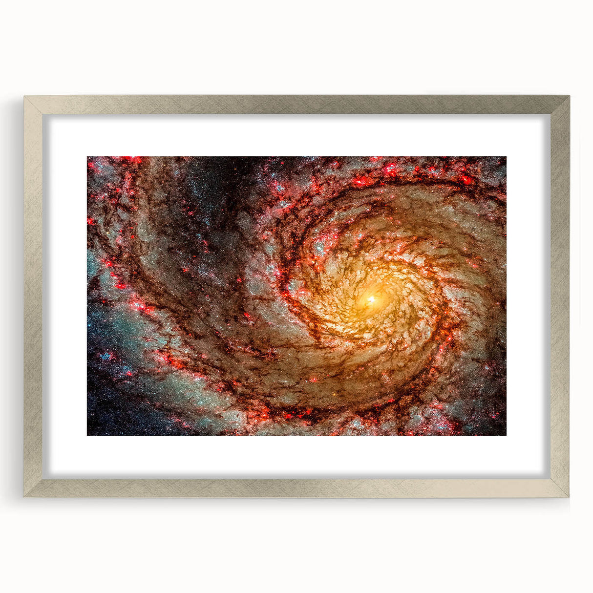 Fiery Spiral Galaxy Wall Art: Cosmic Nebula & Space Canvas Prints