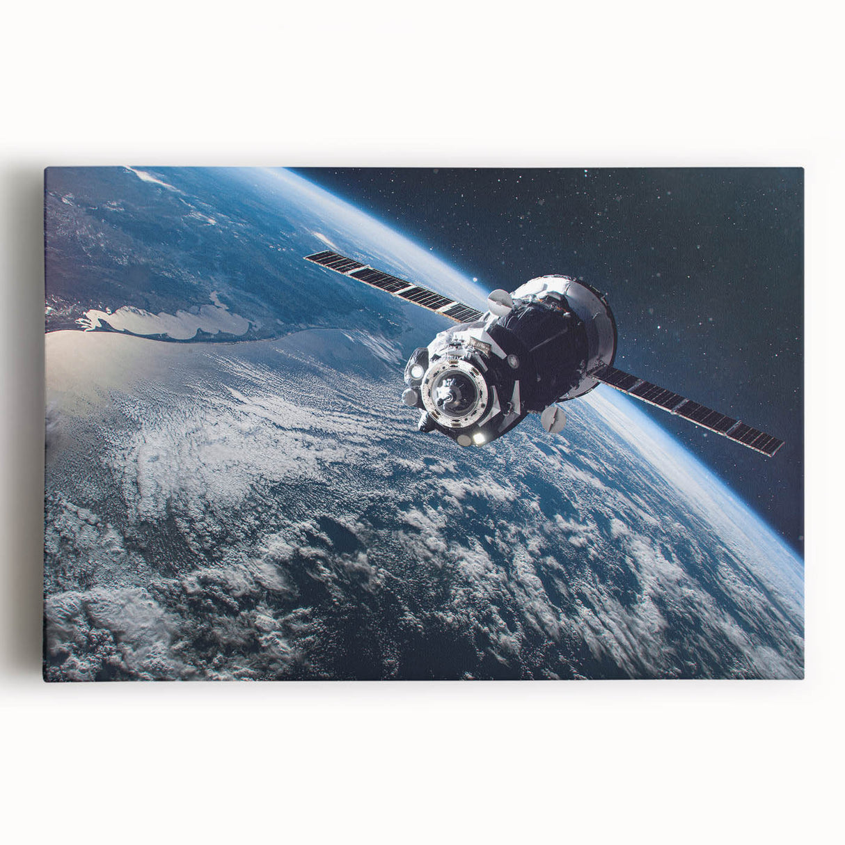 Satellite Orbit Over Earth - Stunning NASA Space Missions Wall Art