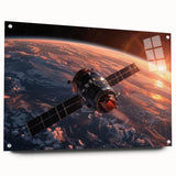 Satellite Over Earth at Sunrise - Stunning NASA Space Missions Wall Art