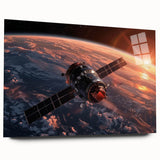 Satellite Over Earth at Sunrise - Stunning NASA Space Missions Wall Art