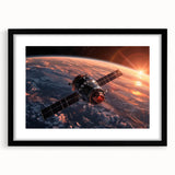 Satellite Over Earth at Sunrise - Stunning NASA Space Missions Wall Art