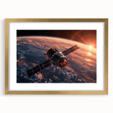Satellite Over Earth at Sunrise - Stunning NASA Space Missions Wall Art