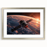 Satellite Over Earth at Sunrise - Stunning NASA Space Missions Wall Art
