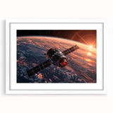 Satellite Over Earth at Sunrise - Stunning NASA Space Missions Wall Art