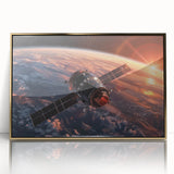 Satellite Over Earth at Sunrise - Stunning NASA Space Missions Wall Art
