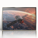 Satellite Over Earth at Sunrise - Stunning NASA Space Missions Wall Art