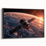 Satellite Over Earth at Sunrise - Stunning NASA Space Missions Wall Art