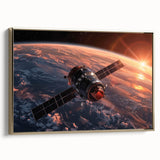 Satellite Over Earth at Sunrise - Stunning NASA Space Missions Wall Art
