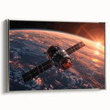 Satellite Over Earth at Sunrise - Stunning NASA Space Missions Wall Art