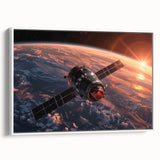 Satellite Over Earth at Sunrise - Stunning NASA Space Missions Wall Art