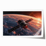Satellite Over Earth at Sunrise - Stunning NASA Space Missions Wall Art