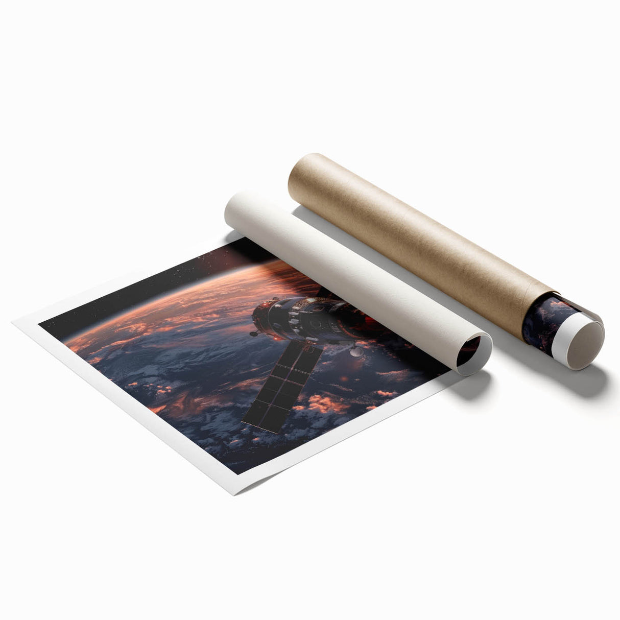 Satellite Over Earth at Sunrise - Stunning NASA Space Missions Wall Art
