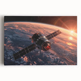 Satellite Over Earth at Sunrise - Stunning NASA Space Missions Wall Art
