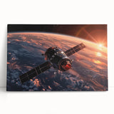 Satellite Over Earth at Sunrise - Stunning NASA Space Missions Wall Art