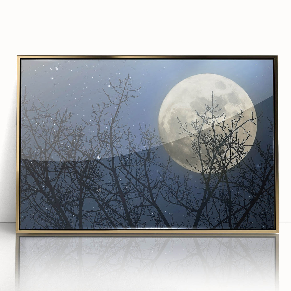 Stunning Moonlit Night Canvas – Celestial Decor with Lunar Phases