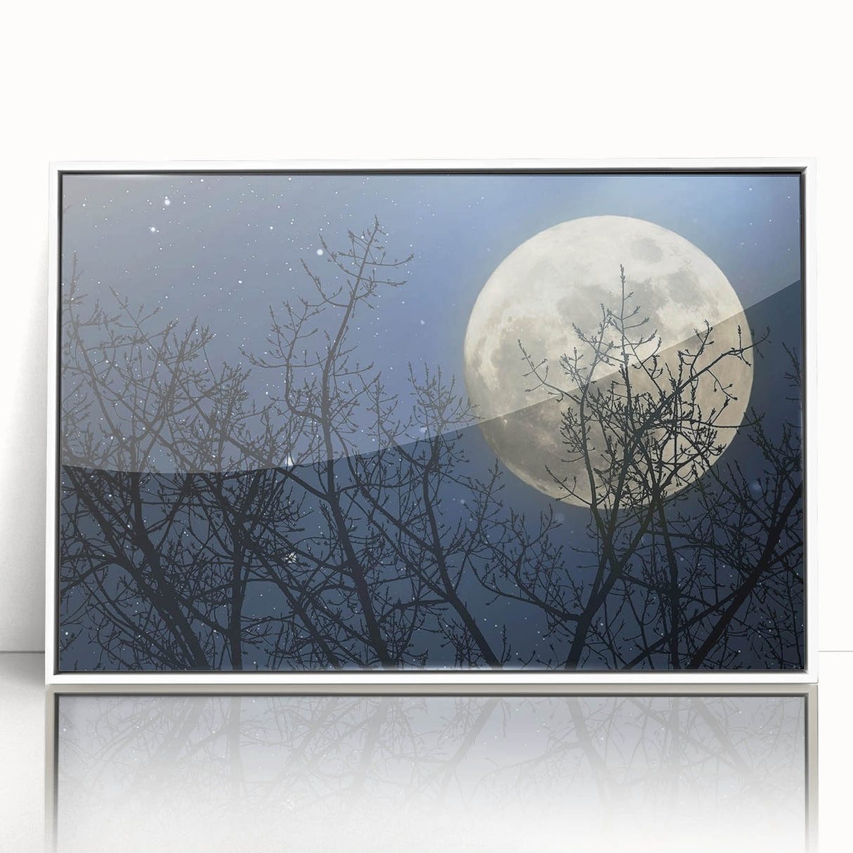 Stunning Moonlit Night Canvas – Celestial Decor with Lunar Phases