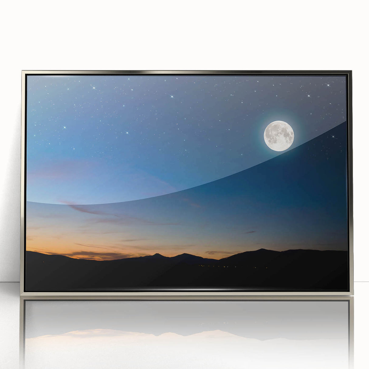Tranquil Moon Over Horizon – Stunning Celestial Canvas for Home Decor