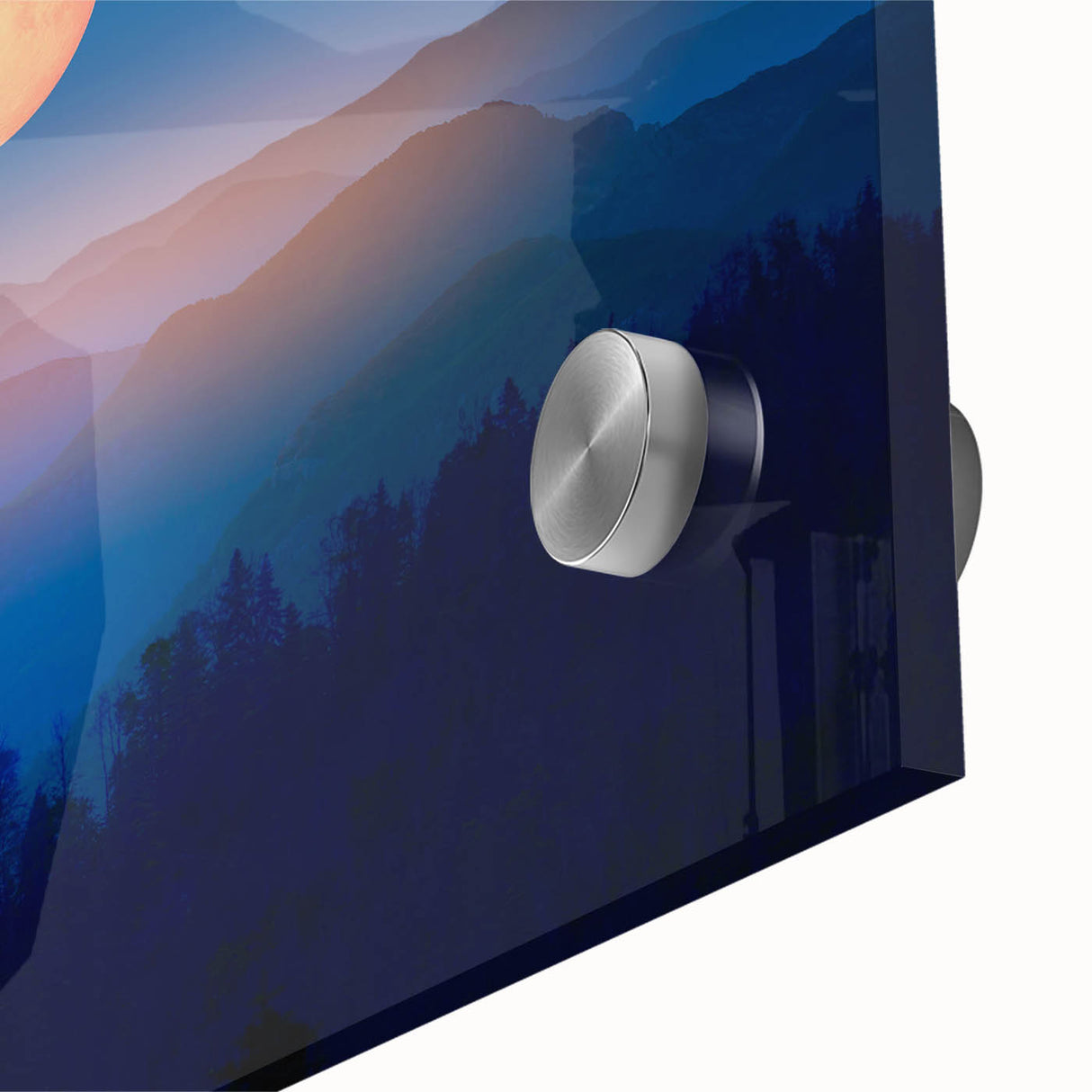 Golden Full Moon Over Misty Mountains – Elegant Celestial Wall Art