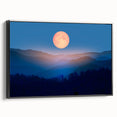 Golden Full Moon Over Misty Mountains – Elegant Celestial Wall Art