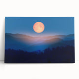 Golden Full Moon Over Misty Mountains – Elegant Celestial Wall Art