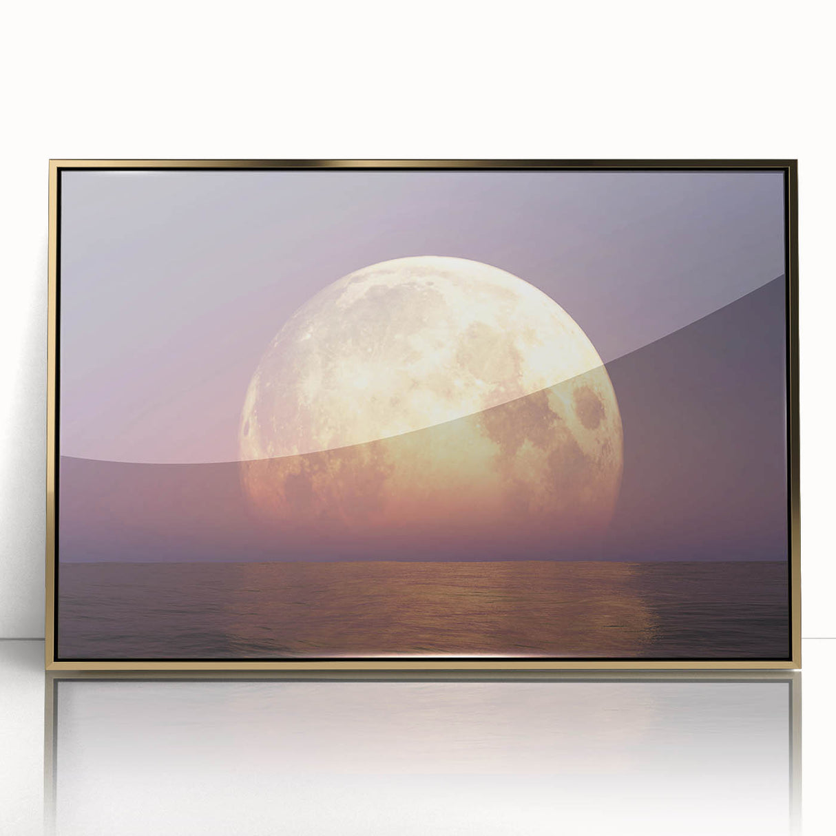 Mesmerizing Full Moon Over Ocean – Tranquil Celestial Wall Art Decor