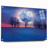 Full Moon in Winter Landscape – Stunning Celestial Wall Art for Home