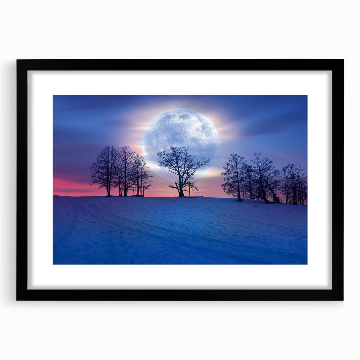Full Moon in Winter Landscape – Stunning Celestial Wall Art for Home