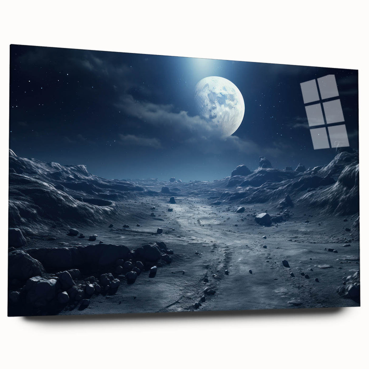 Moonlit Cosmic Landscape – Futuristic Space-Themed Wall Art Decor