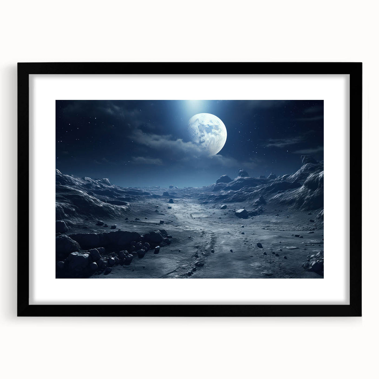 Moonlit Cosmic Landscape – Futuristic Space-Themed Wall Art Decor