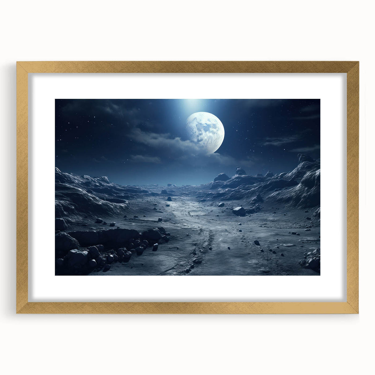 Moonlit Cosmic Landscape – Futuristic Space-Themed Wall Art Decor