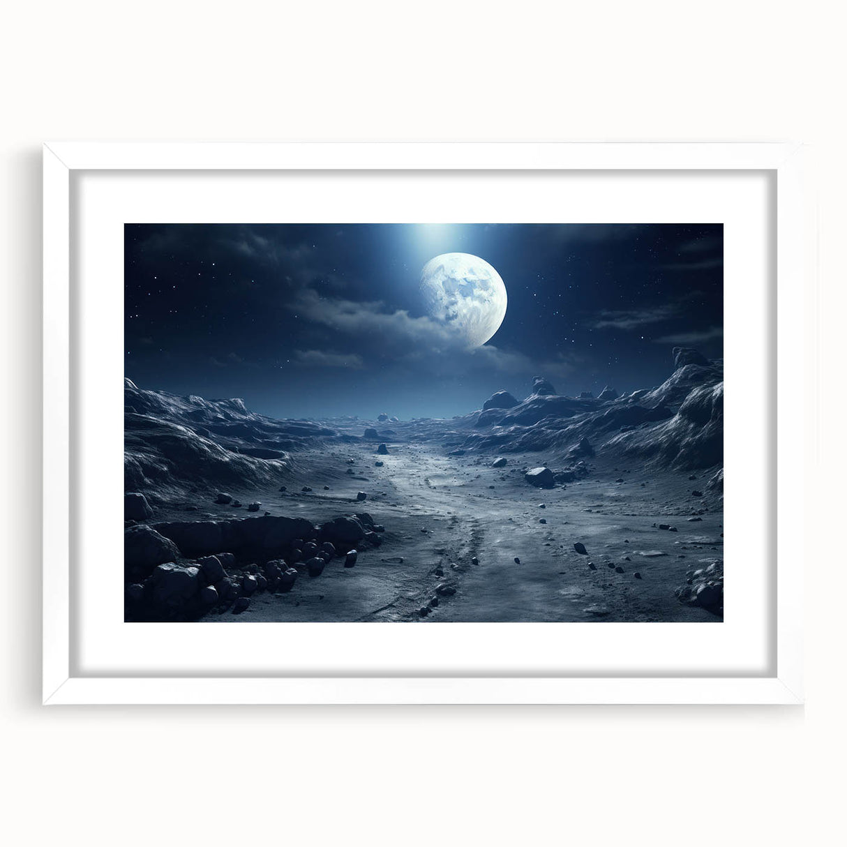 Moonlit Cosmic Landscape – Futuristic Space-Themed Wall Art Decor